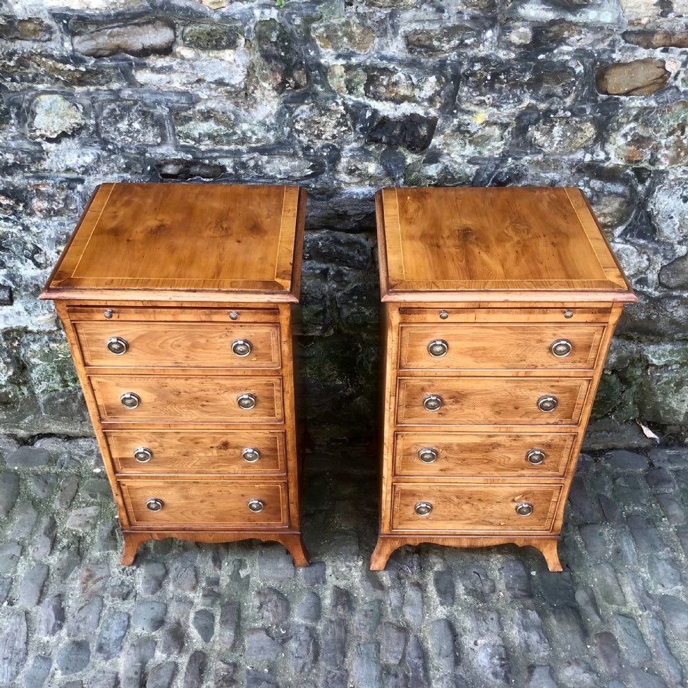 A pair of early 20th century yew wood bedside tables  View IV
