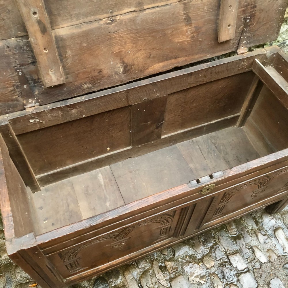 An early 18th century oak coffer View VIII