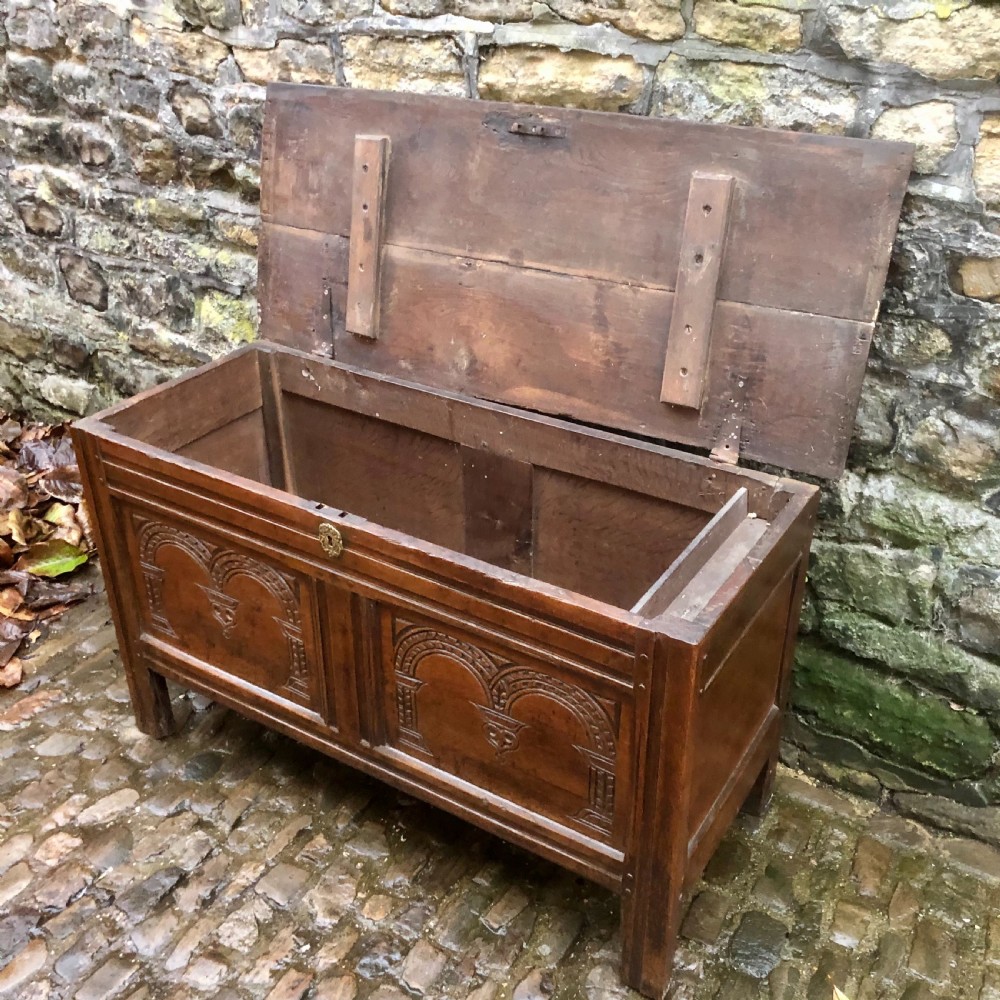 An early 18th century oak coffer View X