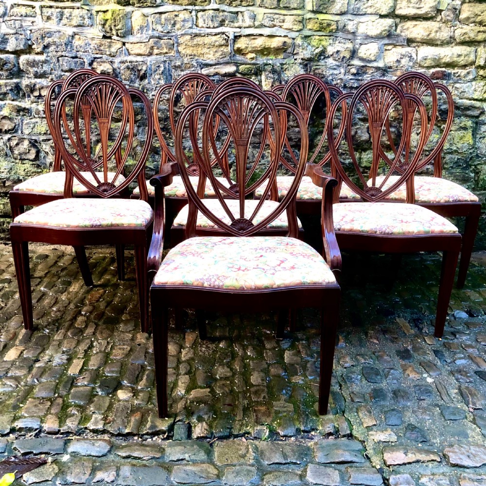 A set of eight Sheraton Revival mahogany dining chairs  View II