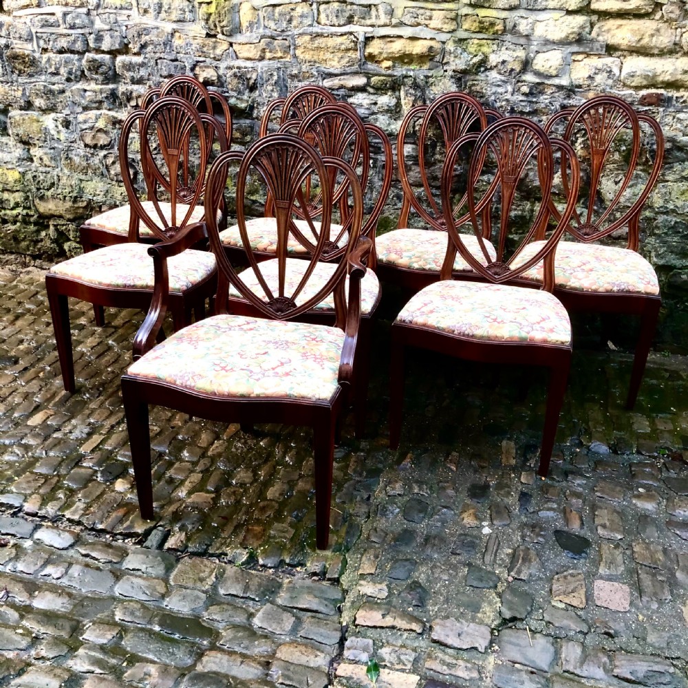 A set of eight Sheraton Revival mahogany dining chairs  View III