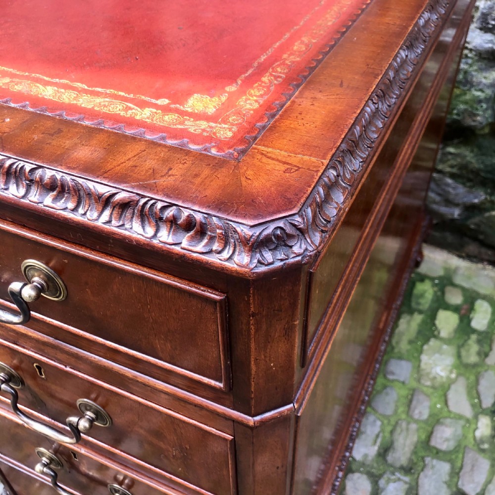A large Edwardian freestanding mahogany pedestal desk  View V