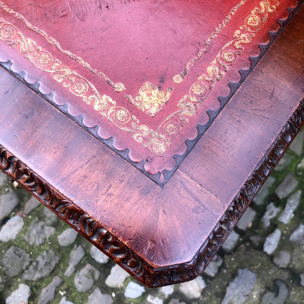 A large Edwardian freestanding mahogany pedestal desk  View VI
