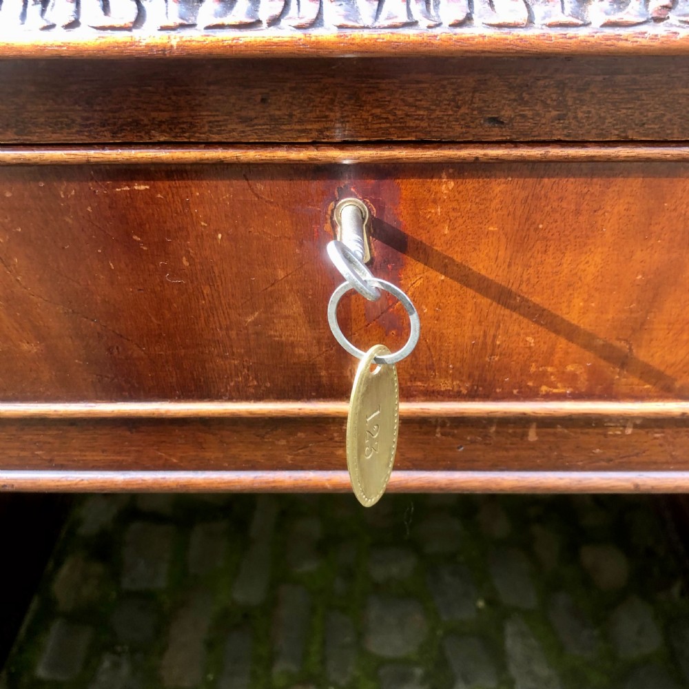 A large Edwardian freestanding mahogany pedestal desk  View VII