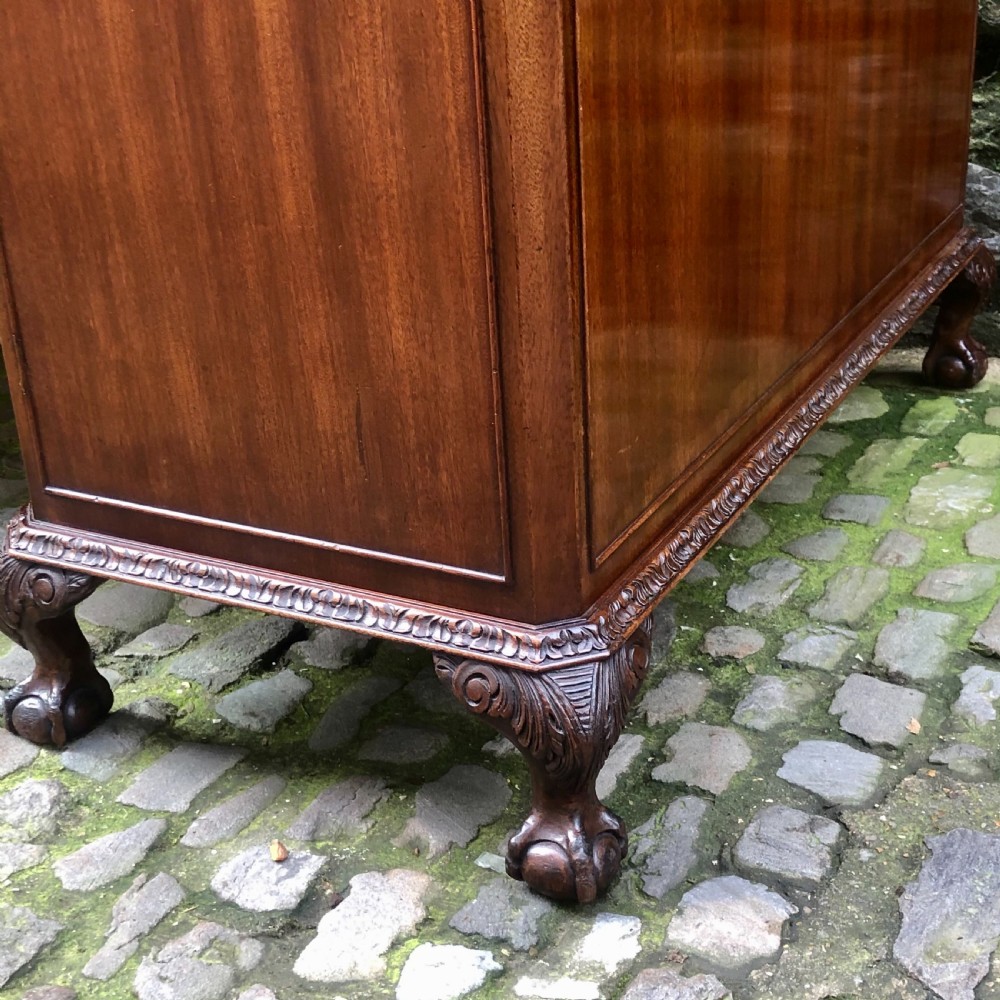 A large Edwardian freestanding mahogany pedestal desk  View IX