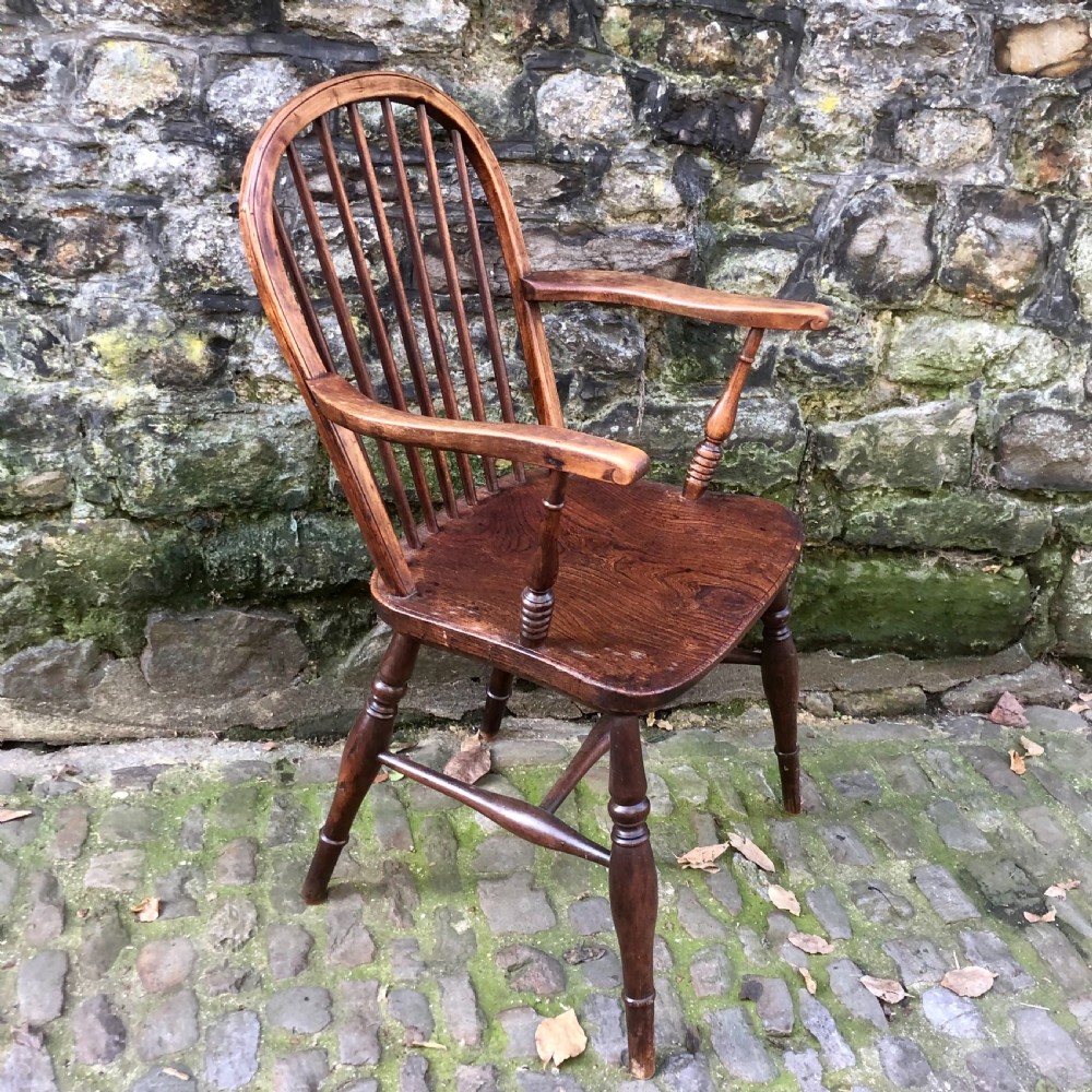 A mid 19th century ash and elm Windsor elbow chair View II