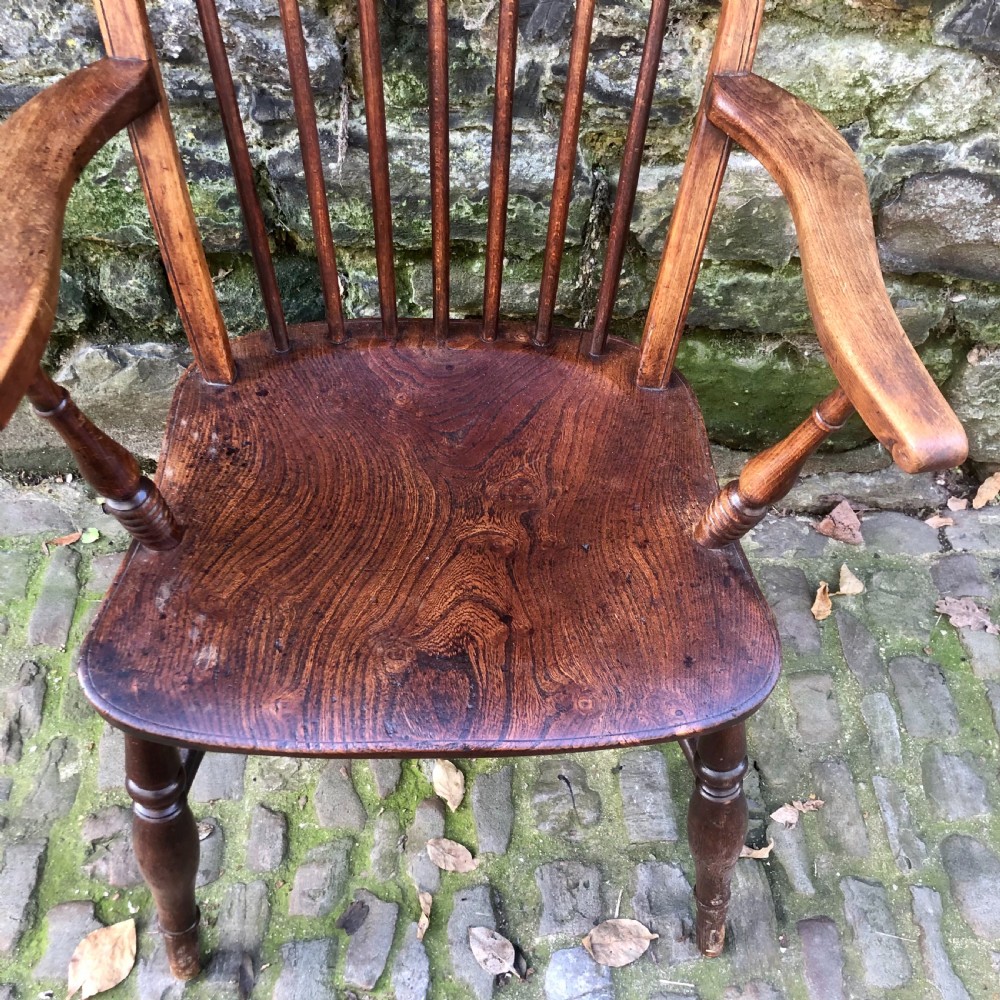 A mid 19th century ash and elm Windsor elbow chair View V