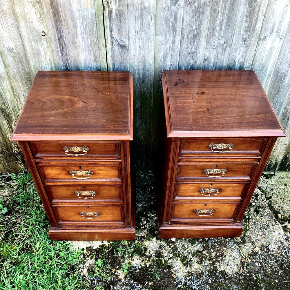 A pair of Edwardian mahogany bedside tables  View III