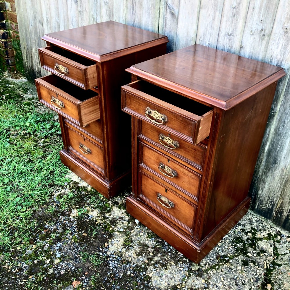 A pair of Edwardian mahogany bedside tables  View IV