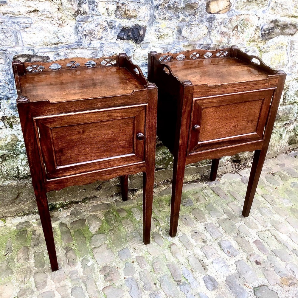 A pair of late 19th century mahogany bedside tables View III