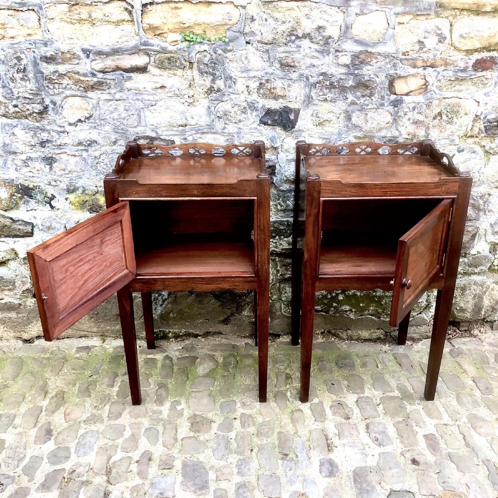 A pair of late 19th century mahogany bedside tables View IV
