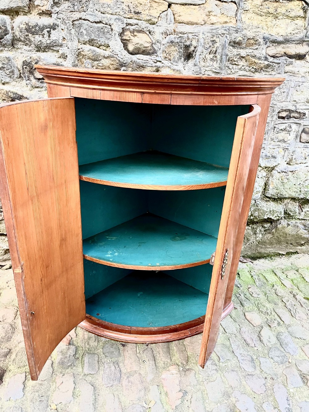 A George III pine bowfront corner cupboard  View IV