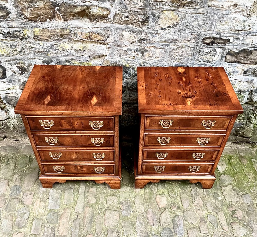 A pair of 20th century yew wood bedside tables  View III