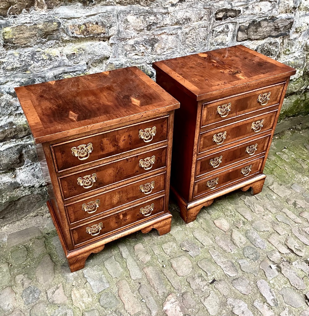 A pair of 20th century yew wood bedside tables  View IV
