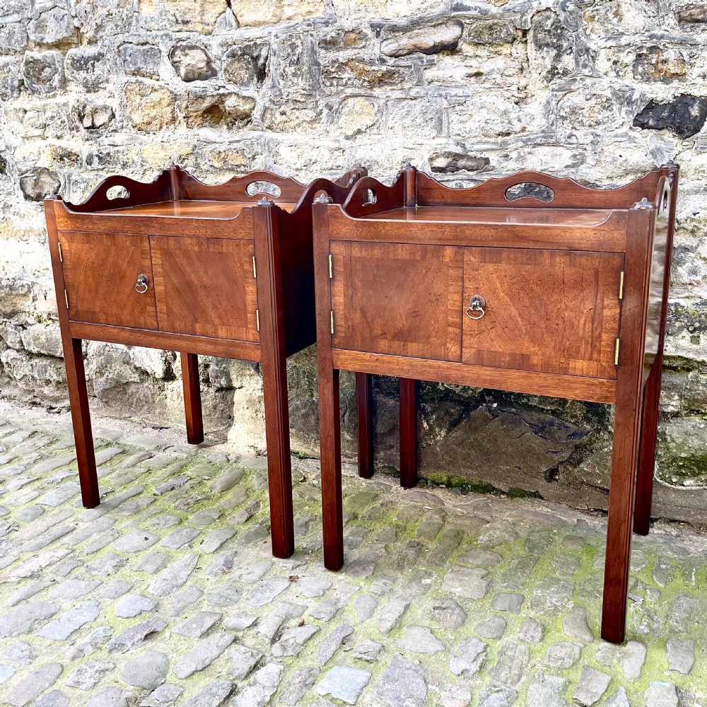 A pair of George III style mahogany bedside tables  View III