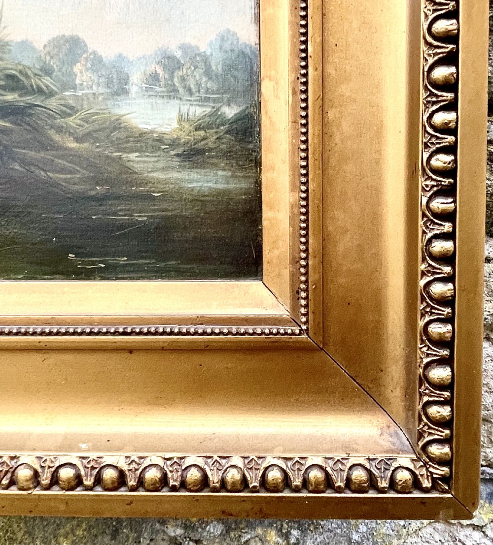 A late 19th century oil painting on canvas of spaniels hunting View VI