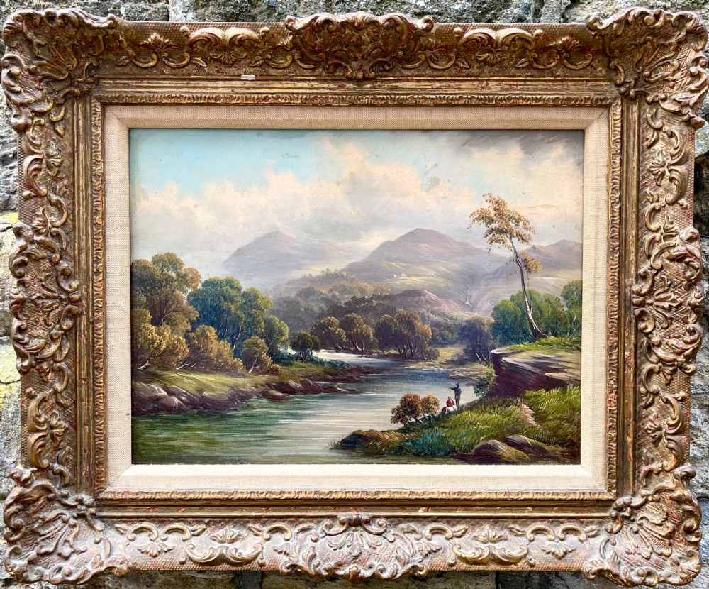 An oil painting on board of the River Wye