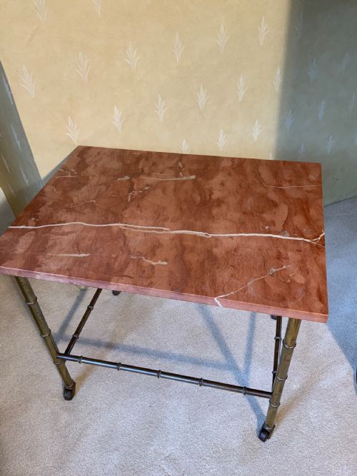 a 19th century marble topped brass occasional table - CATEGORY: ANTIQUE TABLES - DATED 19TH CENTURY