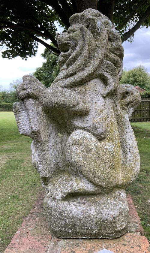 A PAIR OF LATE 19TH CENTURY STONE LIONS - ADDITIONAL PHOTO 1
