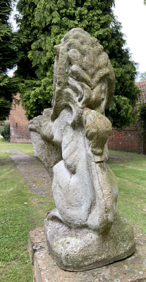 A PAIR OF LATE 19TH CENTURY STONE LIONS - ADDITIONAL PHOTO 2