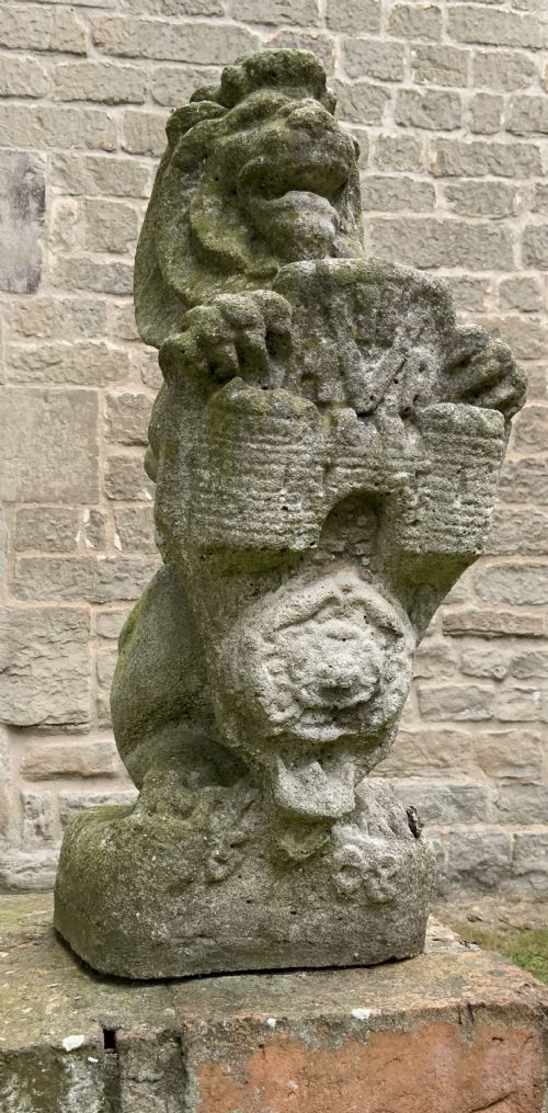 A PAIR OF LATE 19TH CENTURY STONE LIONS - ADDITIONAL PHOTO 4