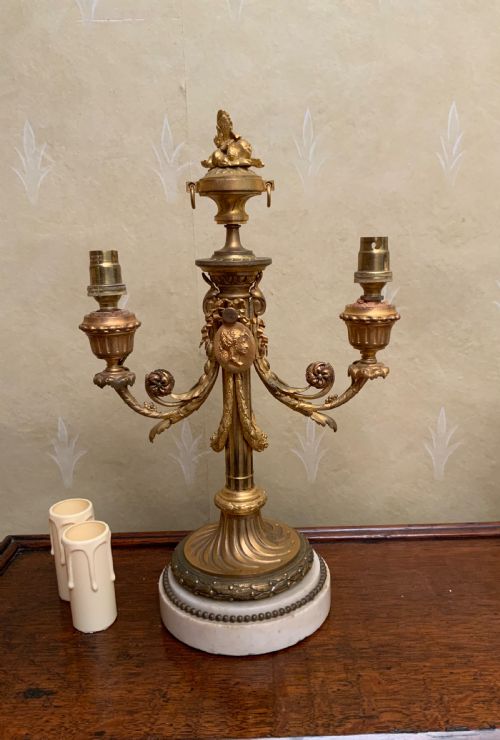A PAIR 19TH CENTURY ORMOLU TABLE LAMPS - ADDITIONAL PHOTO 2