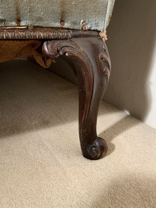 VICTORIAN MAHOGANY UPHOLSTERED SETTEE - ADDITIONAL PHOTO 2