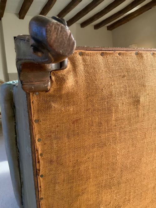VICTORIAN MAHOGANY UPHOLSTERED SETTEE - ADDITIONAL PHOTO 11