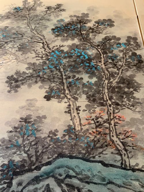 A PAIR OF CHINESE PAINTED 4 FOLD SCREENS - ADDITIONAL PHOTO 15
