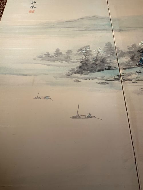 A PAIR OF CHINESE PAINTED 4 FOLD SCREENS - ADDITIONAL PHOTO 14