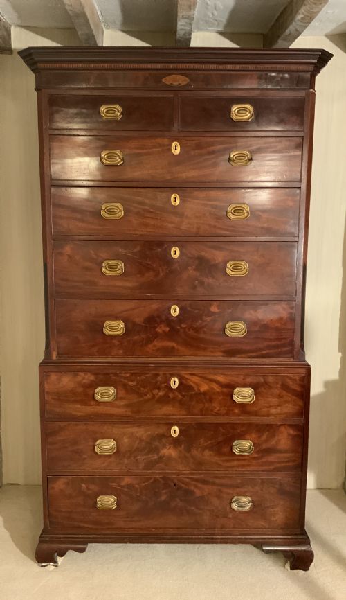 GEORGIAN MAHOGANY CHEST ON CHEST - ADDITIONAL PHOTO 10