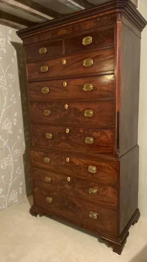 GEORGIAN MAHOGANY CHEST ON CHEST - ADDITIONAL PHOTO 11