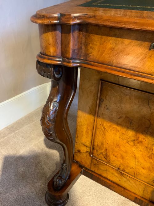 VICTORIAN BURR WALNUT DAVENPORT - ADDITIONAL PHOTO 5