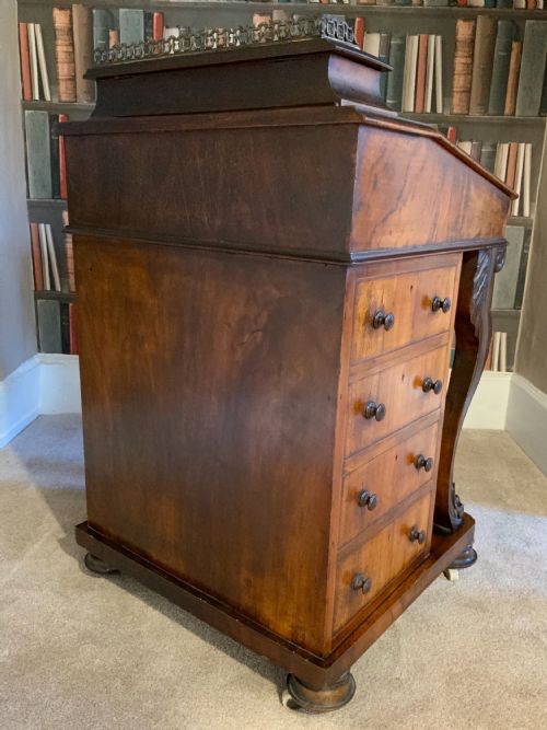 VICTORIAN BURR WALNUT DAVENPORT - ADDITIONAL PHOTO 6