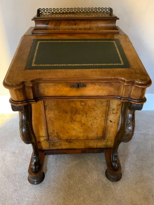 VICTORIAN BURR WALNUT DAVENPORT - ADDITIONAL PHOTO 9
