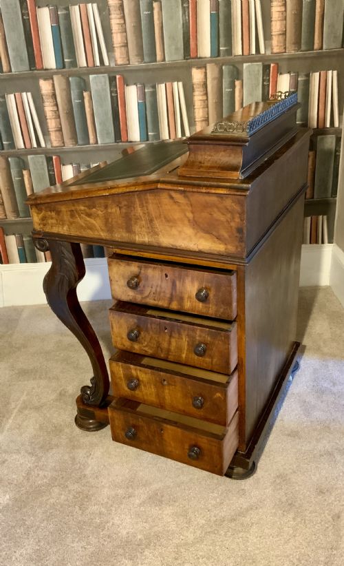 VICTORIAN BURR WALNUT DAVENPORT - ADDITIONAL PHOTO 8