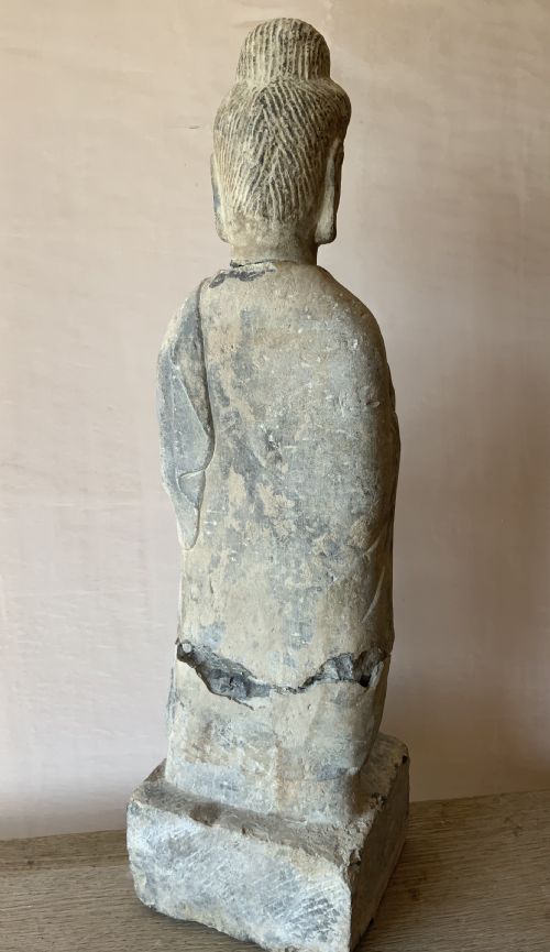 CHINESE CARVED STONE STANDING BUDDHA - ADDITIONAL PHOTO 2