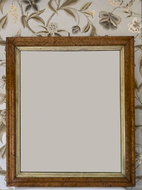 birdseye maple framed mirror - CATEGORY: ANTIQUE MIRRORS - DATED 19TH CENTURY