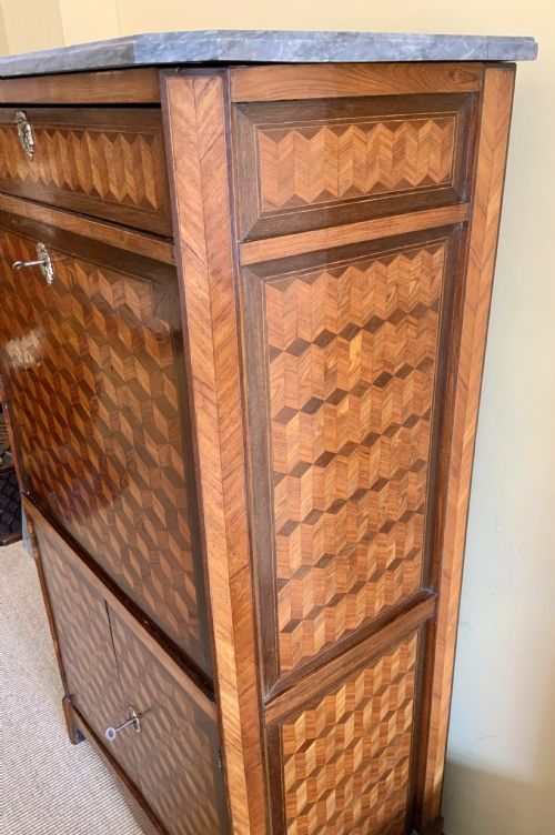 A FRENCH PARQUETRY VENEERED SECRETAIRE - ADDITIONAL PHOTO 1