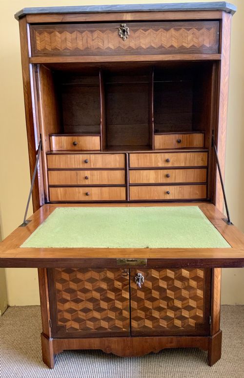 A FRENCH PARQUETRY VENEERED SECRETAIRE - ADDITIONAL PHOTO 3