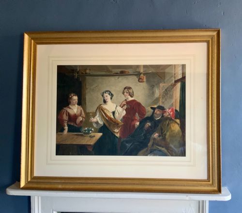 A LARGE 19TH CENTURY WATERCOLOUR FLORIZEL AND PERDITA - ADDITIONAL PHOTO 1