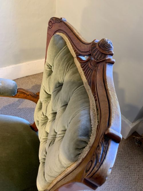 A PAIR OF VICTORIAN WALNUT ARM CHAIRS - ADDITIONAL PHOTO 7