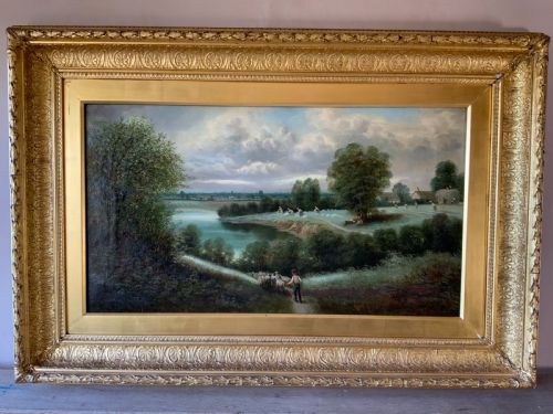 extensive oil painting on canvas - CATEGORY: ANTIQUE ART - DATED 19TH CENTURY