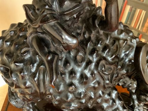 A LARGE PAIR OF CHINESE CARVED WOOD WATER BUFFALO - ADDITIONAL PHOTO 8