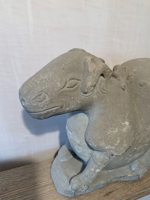 CHINESE CARVED STONE DEER TANG DYNASTY - ADDITIONAL PHOTO 1