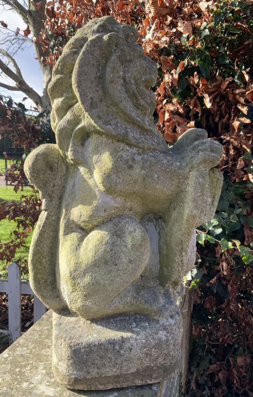 PAIR OF STONE LIONS RAMPANT - ADDITIONAL PHOTO 2