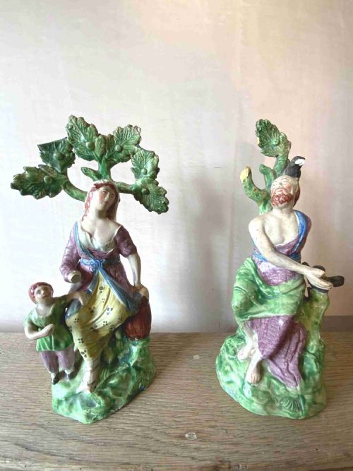 pair of 18th century staffordshire pottery figures - CATEGORY: ANTIQUE CERAMICS - DATED 18TH CENTURY