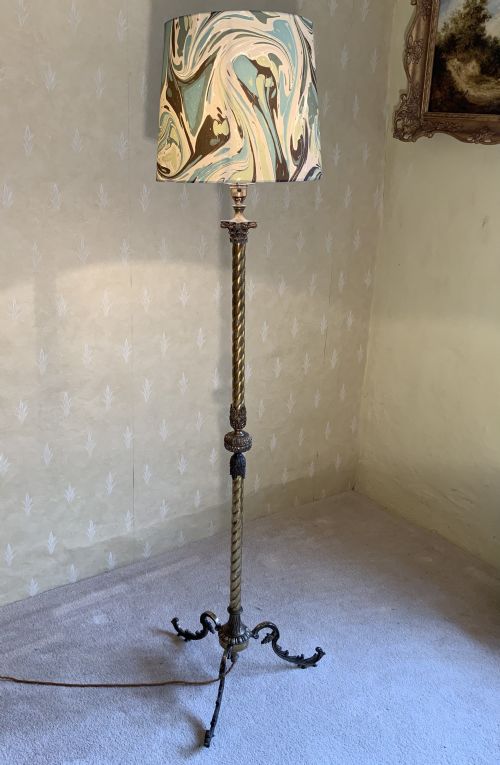 a gilt brass standard lamp - CATEGORY: ANTIQUE LIGHTING - DATED 1890