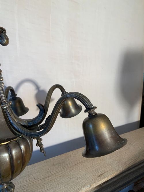 A PATINATED BRONZE CHANDELIER - ADDITIONAL PHOTO 2