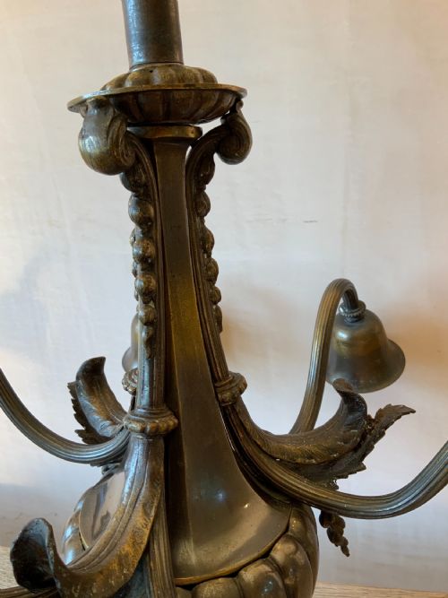 A PATINATED BRONZE CHANDELIER - ADDITIONAL PHOTO 7